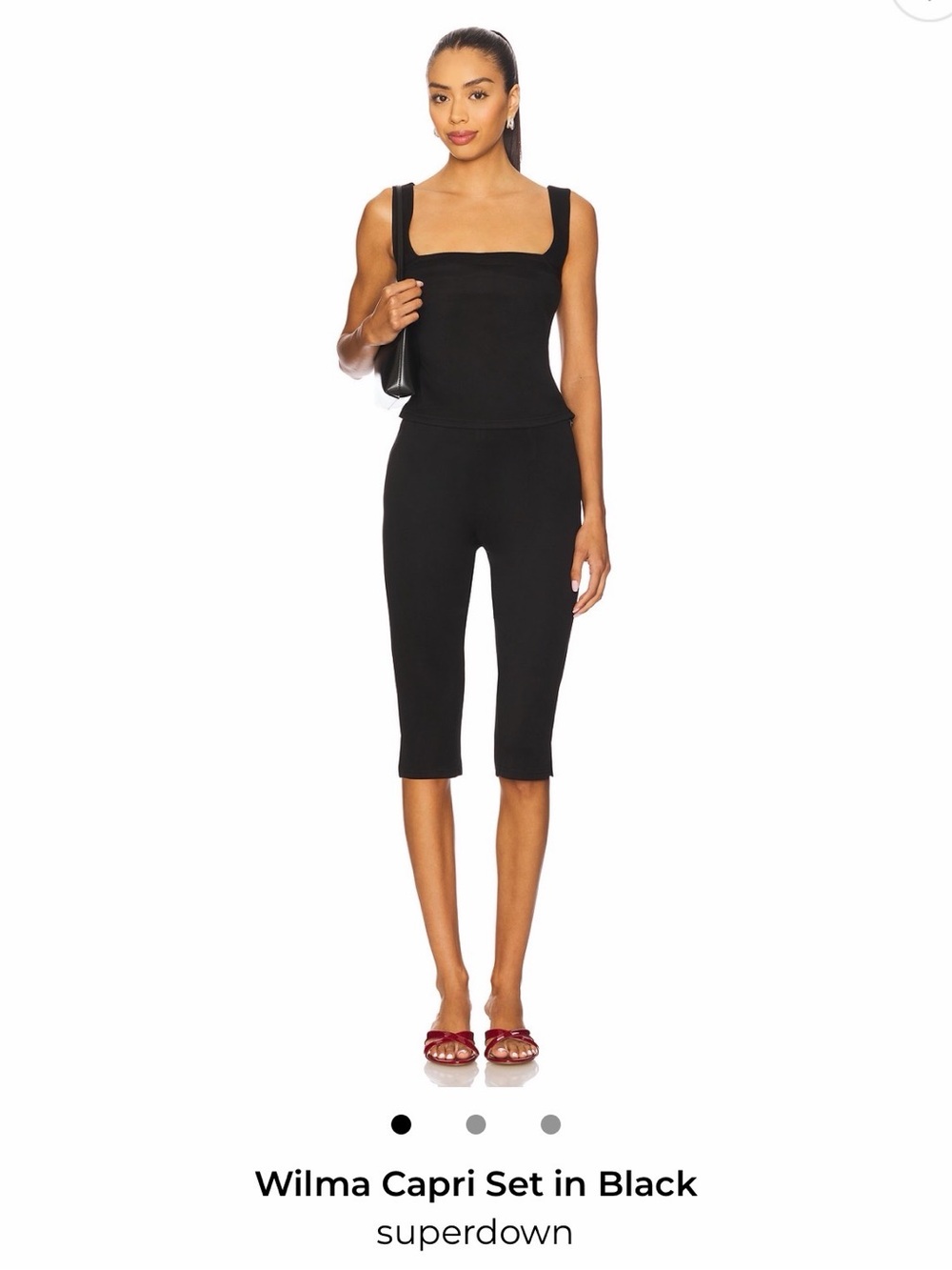 superdown Black Square-Neck Capri Set